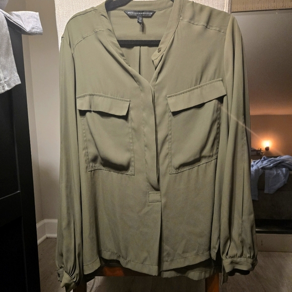 White House Black Market Tops - WHBM Olive Green Utility Blouse